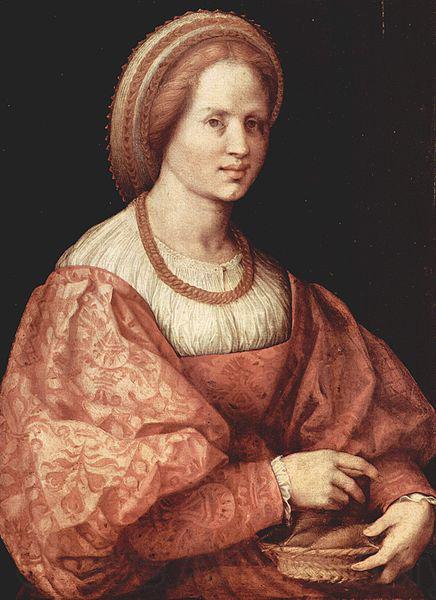 Jacopo Pontormo Portrat einer Dame mit Spindelkorbchen Norge oil painting art